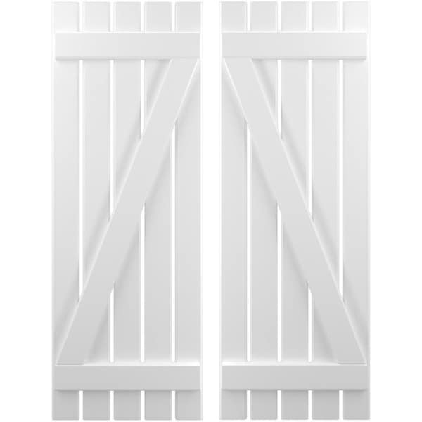 Ekena Millwork Americraft 5-Board (2 Batten) Wood Spaced Board-n-Batten Shutters w/ Z-Bar, ARW102SB519X36WHH, PR ARW102SB519X36WHH - main